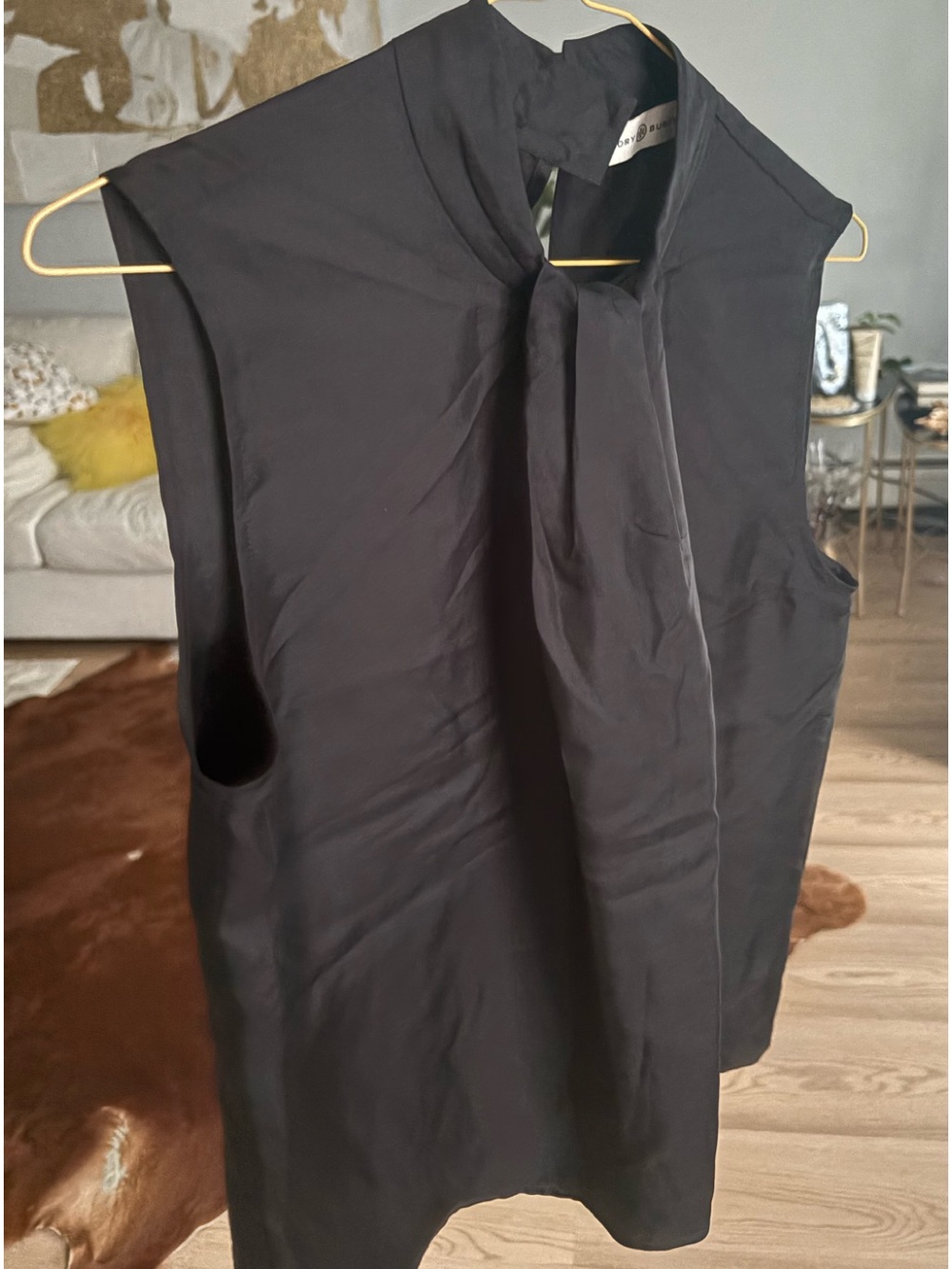 Tory Burch Black Sleeveless Tie-Neck Camisole